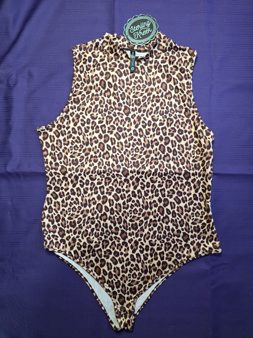 Leopard Print Sleeveless Bodysuit By Sterling Kreek